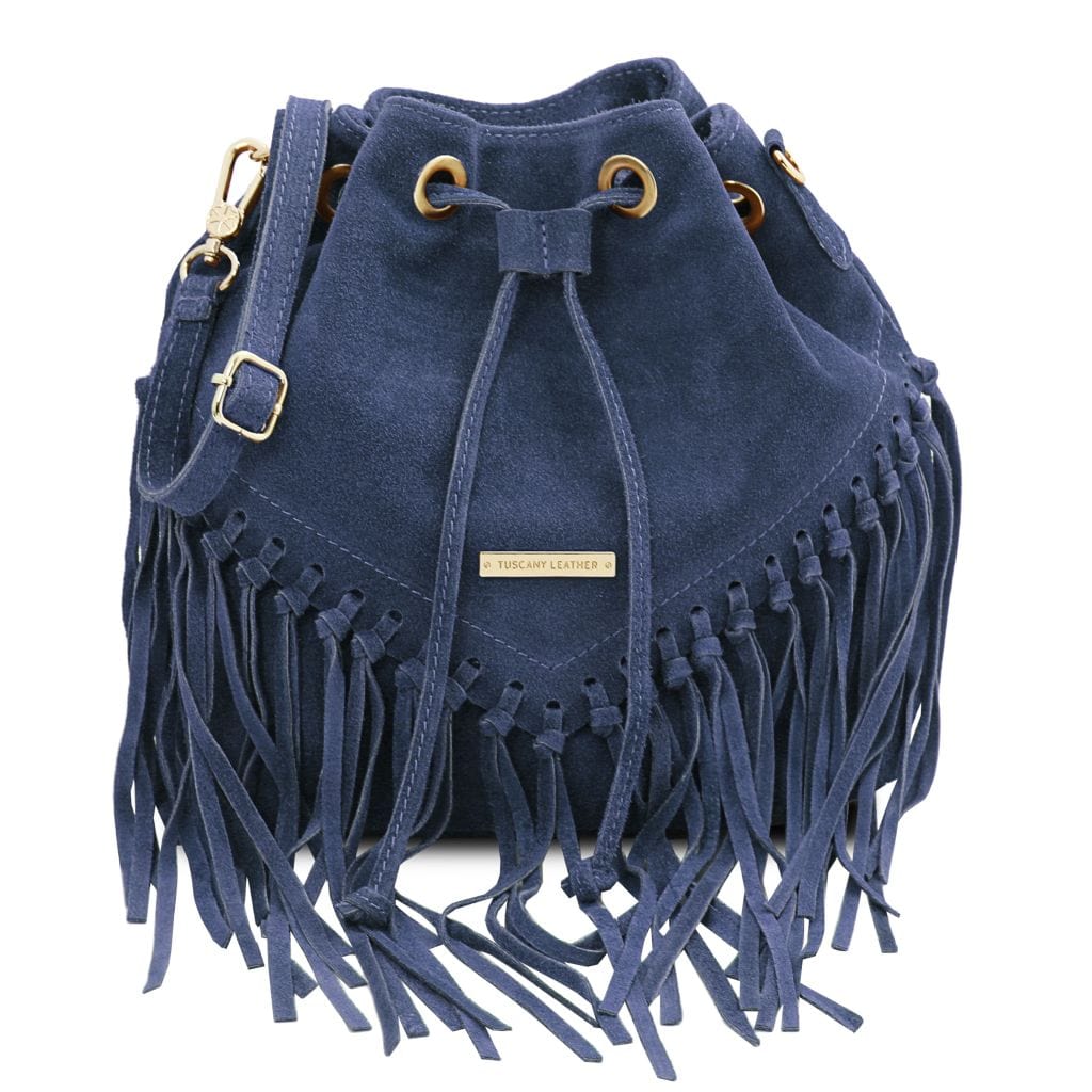 TL Bag - Suede leather fringe bucket bag | TL142291 - Premium Bucket Bag - Just €73.20! Shop now at San Rocco Italia