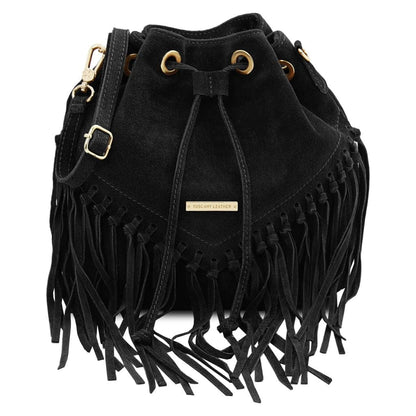 TL Bag - Suede leather fringe bucket bag | TL142291 - Premium Bucket Bag - Just €73.20! Shop now at San Rocco Italia