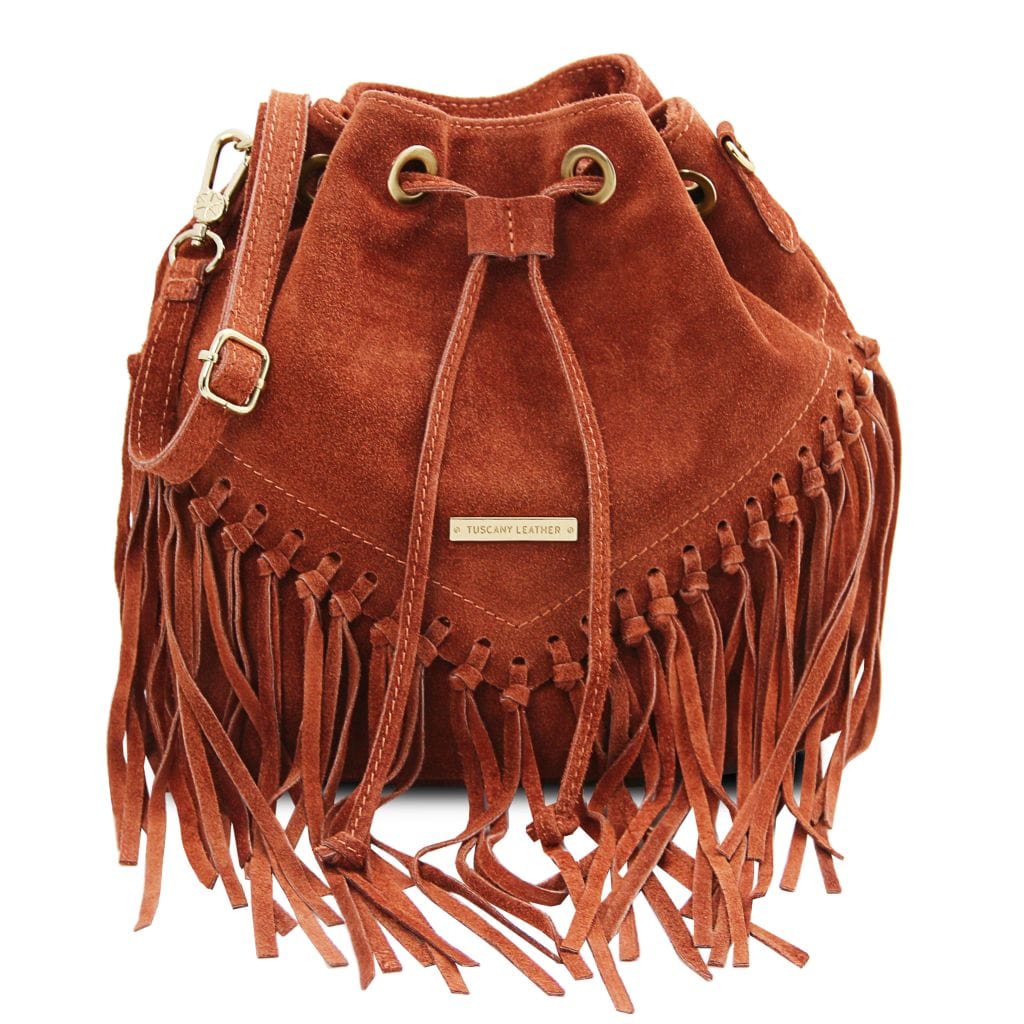 TL Bag - Suede leather fringe bucket bag | TL142291 - Premium Bucket Bag - Just €73.20! Shop now at San Rocco Italia