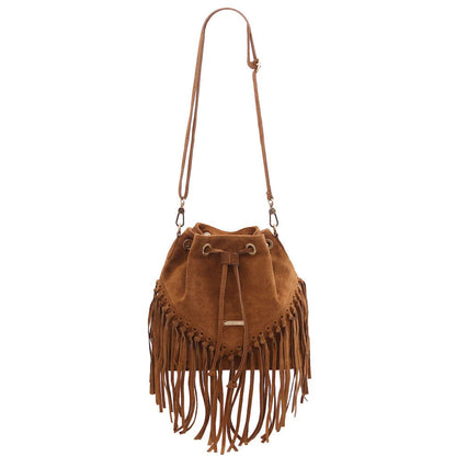 TL Bag - Suede leather fringe bucket bag | TL142291 - Premium Bucket Bag - Just €73.20! Shop now at San Rocco Italia