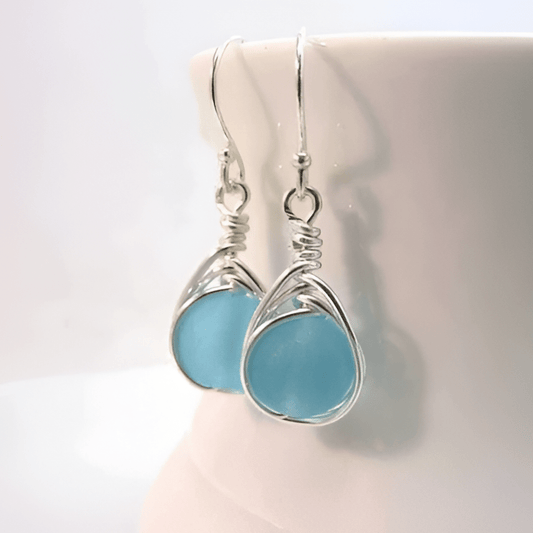 Cerulean Dream Blue Sea Glass Earrings - Premium  - Shop now at San Rocco Italia