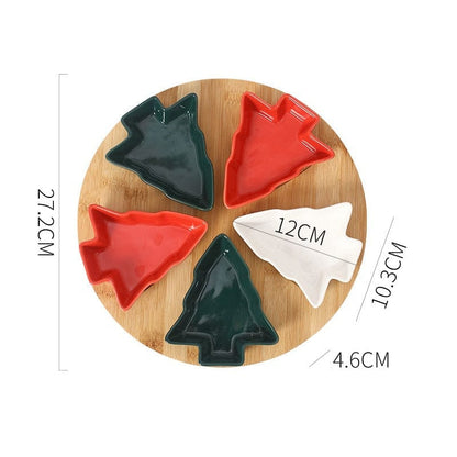 Christmas Tree Aperitivo/Snack Dishes With Bamboo Lazy Susan Tray - Premium  - Just €57.95! Shop now at San Rocco Italia
