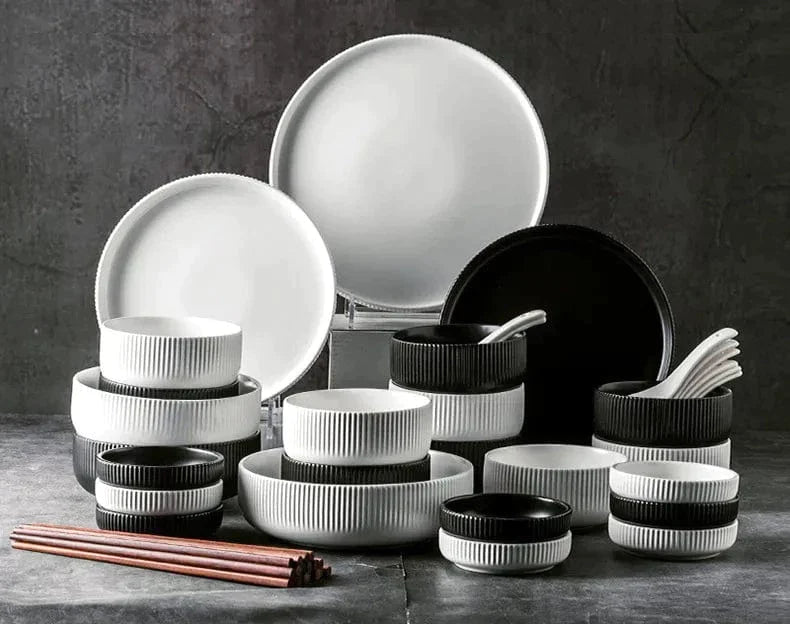 Japanese Style White and Black Dinnerware - Premium Dinnerware - Shop now at San Rocco Italia