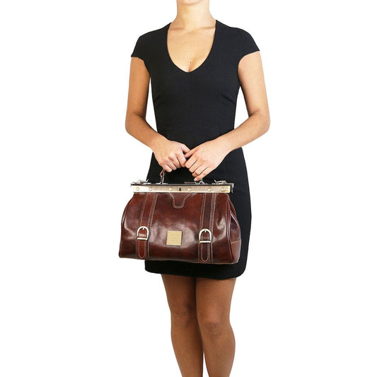 Doctor bags Monalisa - Doctor gladstone leather bag with front straps | TL10034 San Rocco Italia