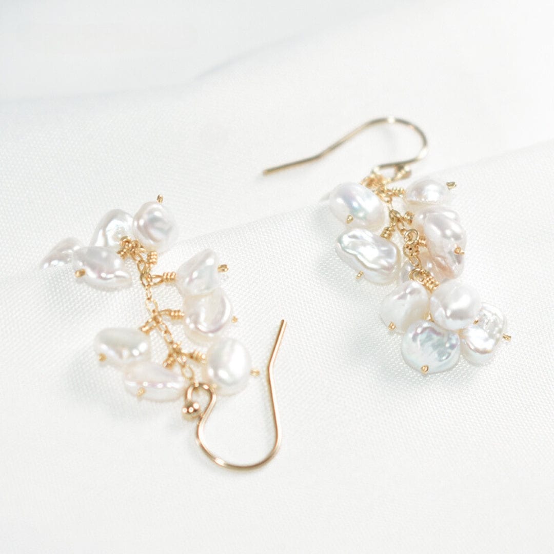 Natural Baroque Pearl Cluster Earrings |14K Gold Filled - Tarnish Resist - Premium Earrings - Shop now at San Rocco Italia