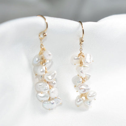 Nature Baroque Pearl Cluster Earrings |14K Gold Filled - Tarnish Resist - Earrings - San Rocco Italia