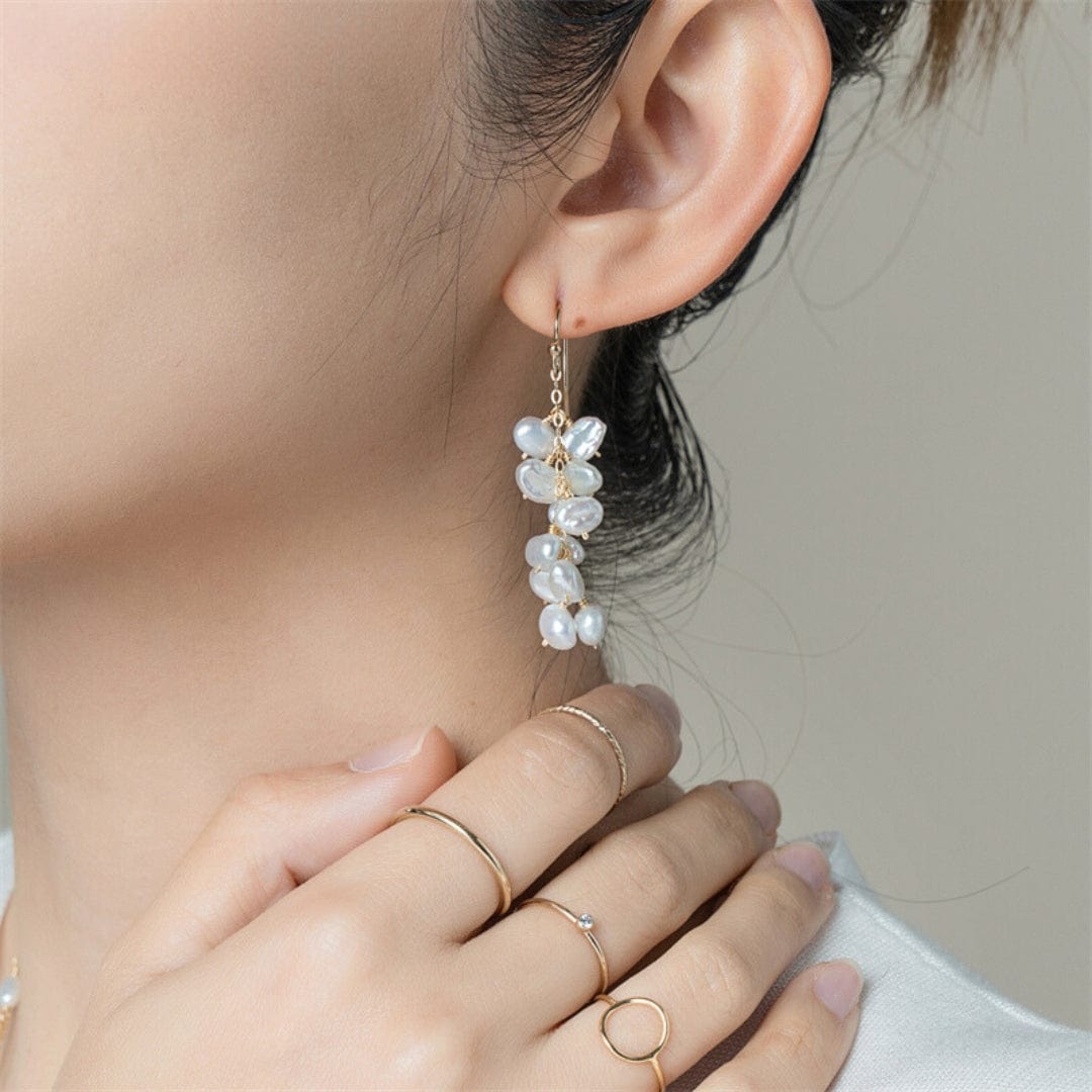 Natural Baroque Pearl Cluster Earrings |14K Gold Filled - Tarnish Resist - Premium Earrings - Shop now at San Rocco Italia