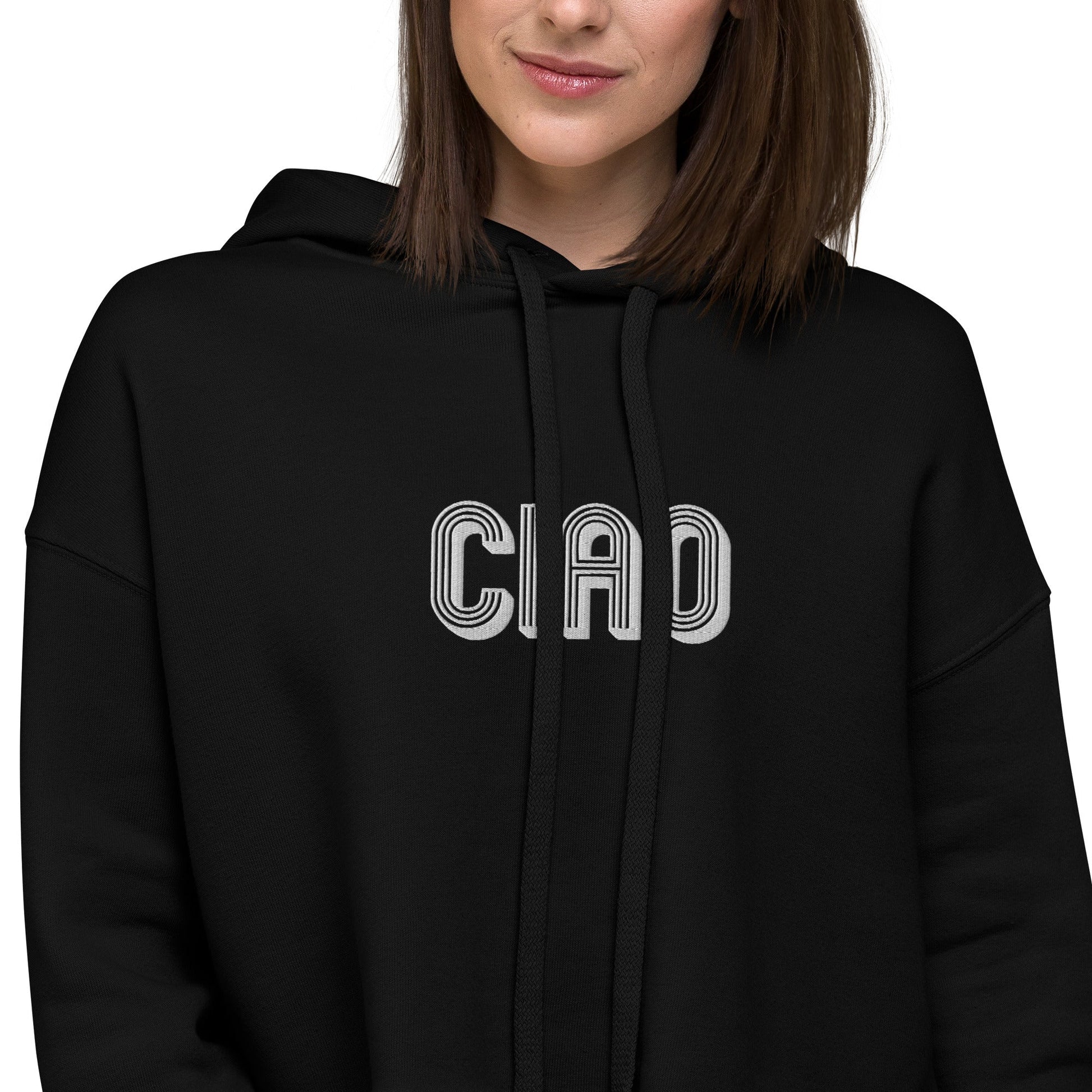 Embroidered Ciao Crop Hoodie - Premium  - Shop now at San Rocco Italia