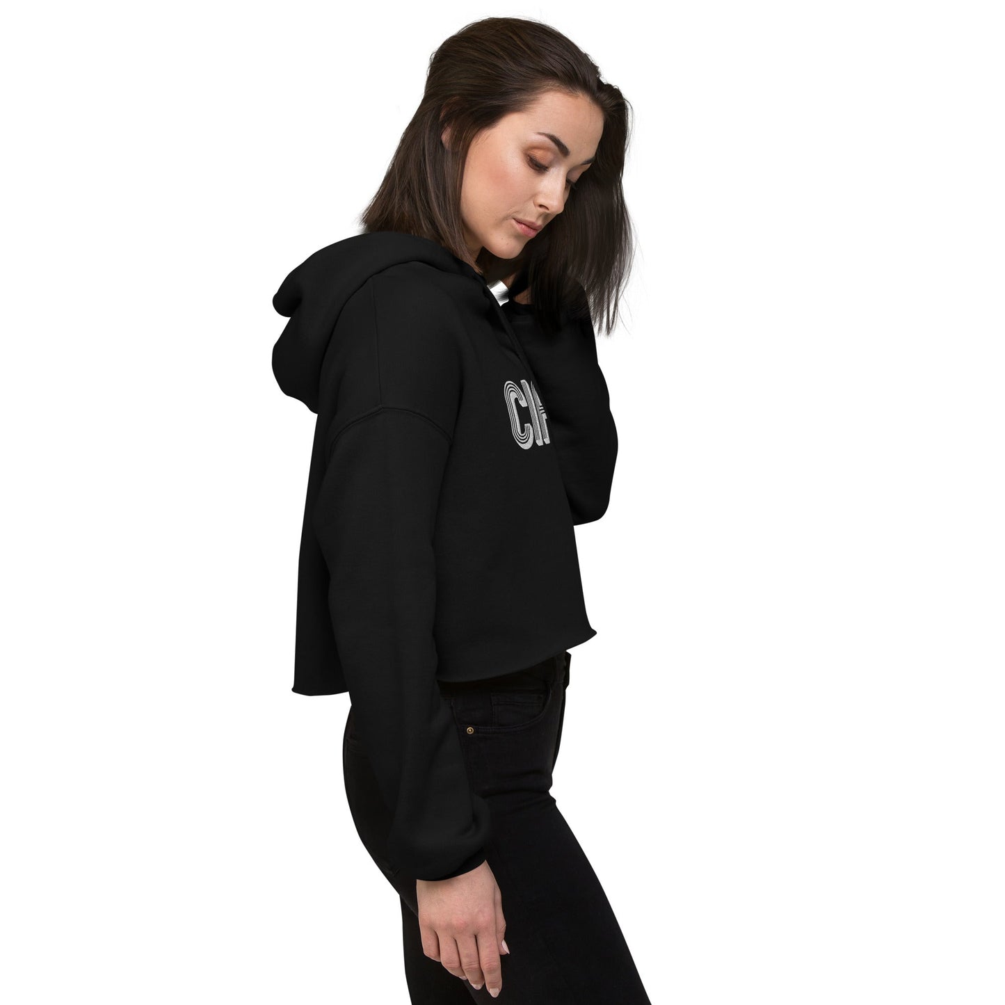 Embroidered Ciao Crop Hoodie - Premium  - Shop now at San Rocco Italia