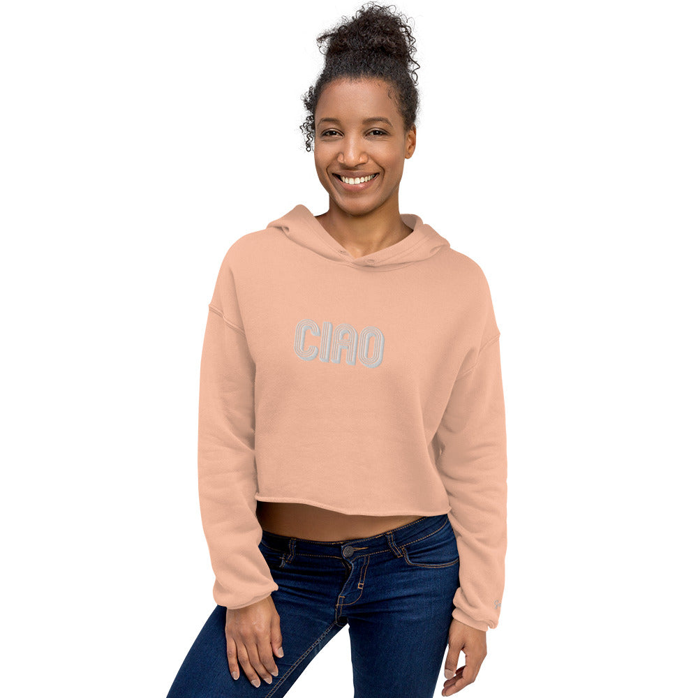 Embroidered Ciao Crop Hoodie - Premium  - Shop now at San Rocco Italia