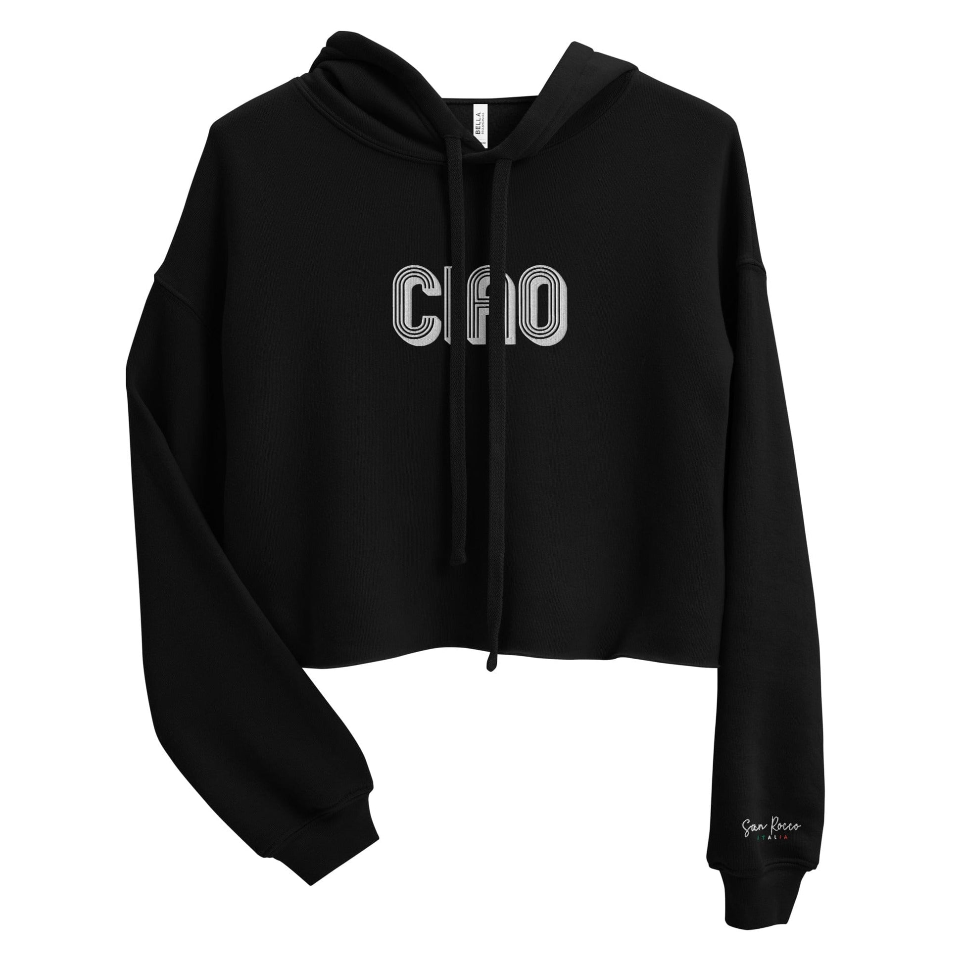 Embroidered Ciao Crop Hoodie - Premium  - Shop now at San Rocco Italia