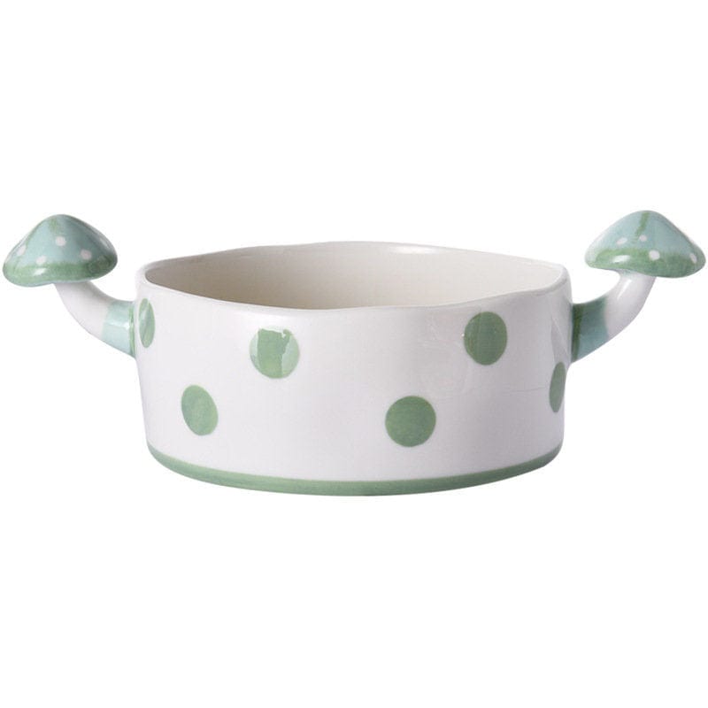 Green and White Mushroom Ceramic Mugs, Teapot, Plates and Bowls -  - San Rocco Italia