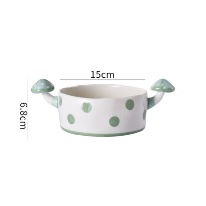 Green and White Mushroom Ceramic Mugs, Teapot, Plates and Bowls -  - San Rocco Italia