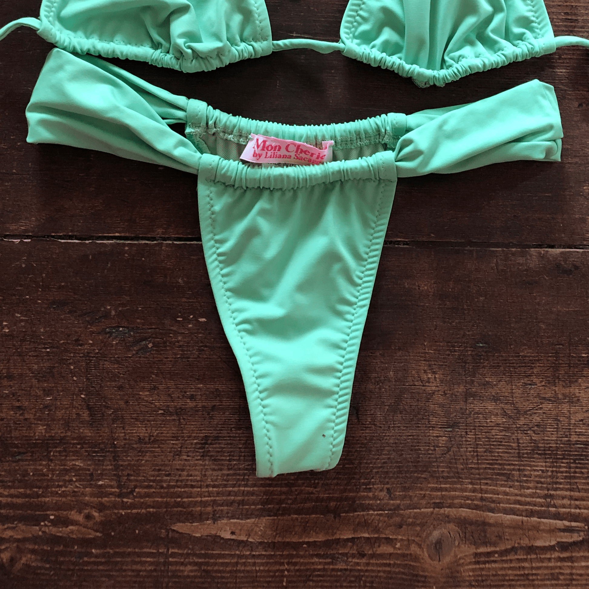 Arenas Ruched Bikini Bottoms | Available in Tie Side Cheeky Bikini Bottoms or Ruched Thong Bikini Bottoms - Premium high waisted bikini - Shop now at San Rocco Italia