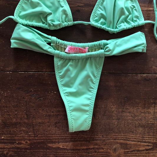 high waisted bikini Green / XS / Ruched Thong Bottoms Arenas Ruched Bikini Bottoms | Available in Tie Side Cheeky Bikini Bottoms or Ruched Thong Bikini Bottoms San Rocco Italia