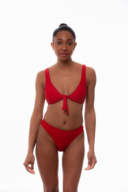 high waisted bikini Mar Crinkle Bikini | Tie Front Top and Cheeky Bikini Bottoms San Rocco Italia