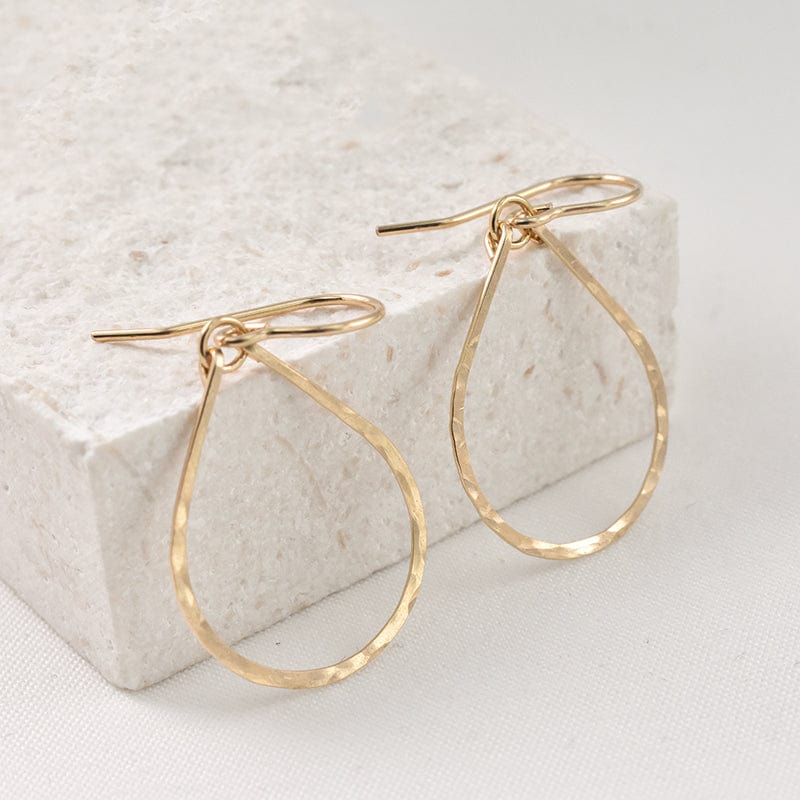 Gold Filled and Sterling Silver Handmade Hammered Teardrop Hoop Earrings