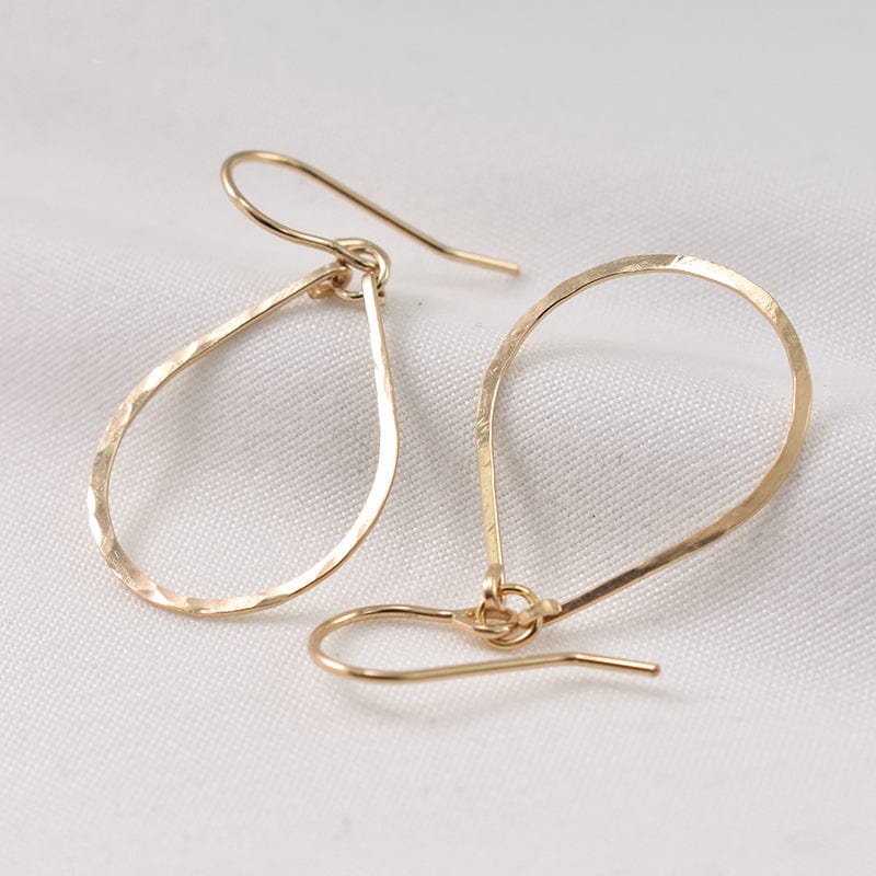 Gold Filled and Sterling Silver Handmade Hammered Teardrop Hoop Earrings - Premium Jewelry & Accessories - Earrings - Shop now at San Rocco Italia