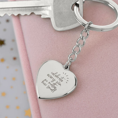 Celebrate Every Win Engraved Heart Keychain - Premium Jewelry - Shop now at San Rocco Italia