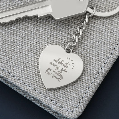 Celebrate Every Win Engraved Heart Keychain - Premium Jewelry - Shop now at San Rocco Italia