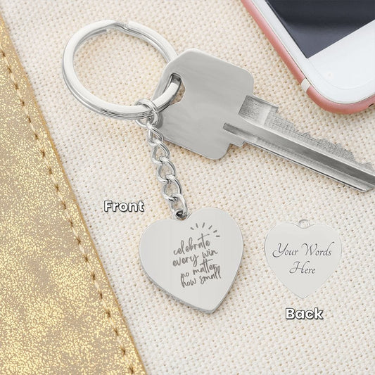 Celebrate Every Win Engraved Heart Keychain - Premium Jewelry - Just €45.95! Shop now at San Rocco Italia