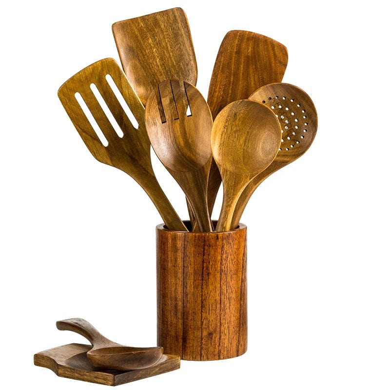 Teak Kitchen Utensils - 4 , 7 or 9-Piece Set - Premium Kitchen Utensils - Shop now at San Rocco Italia