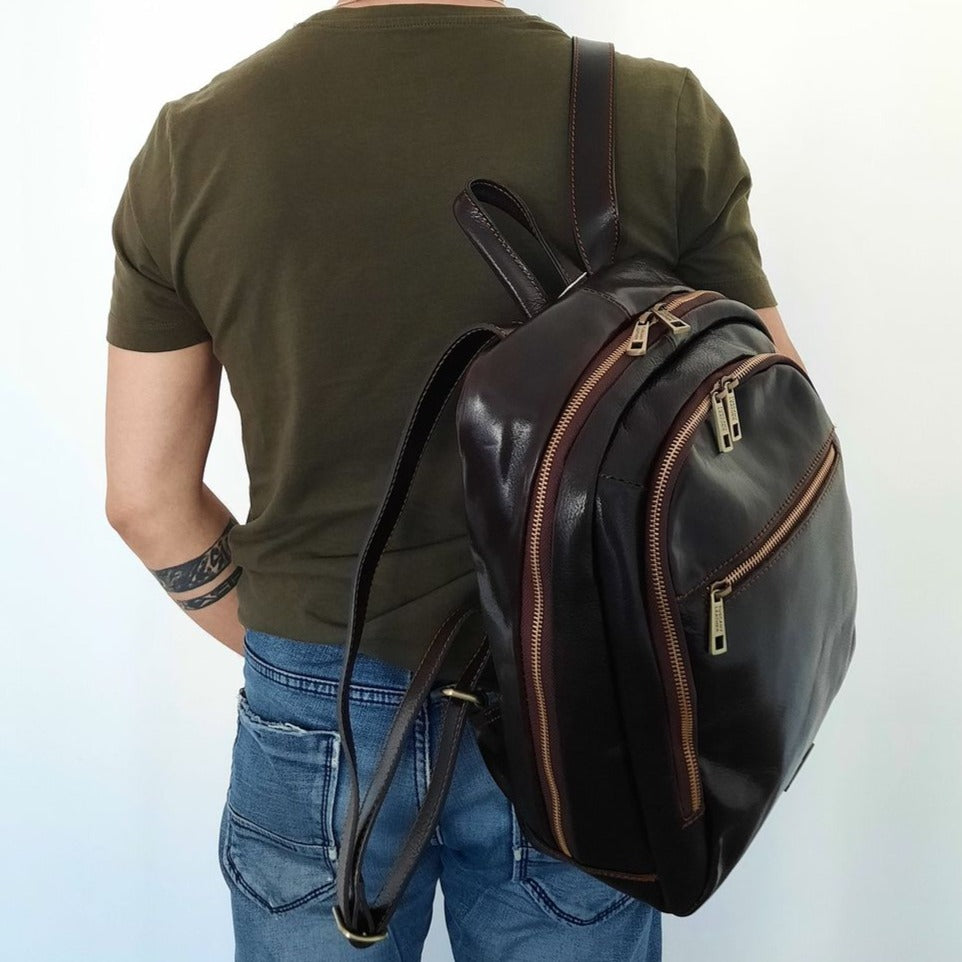 Perth - 2 Compartment leather backpack | TL142049 - Premium Leather Backpacks - Shop now at San Rocco Italia