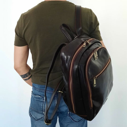 Leather Backpacks Perth - 2 Compartment leather backpack | TL142049 San Rocco Italia