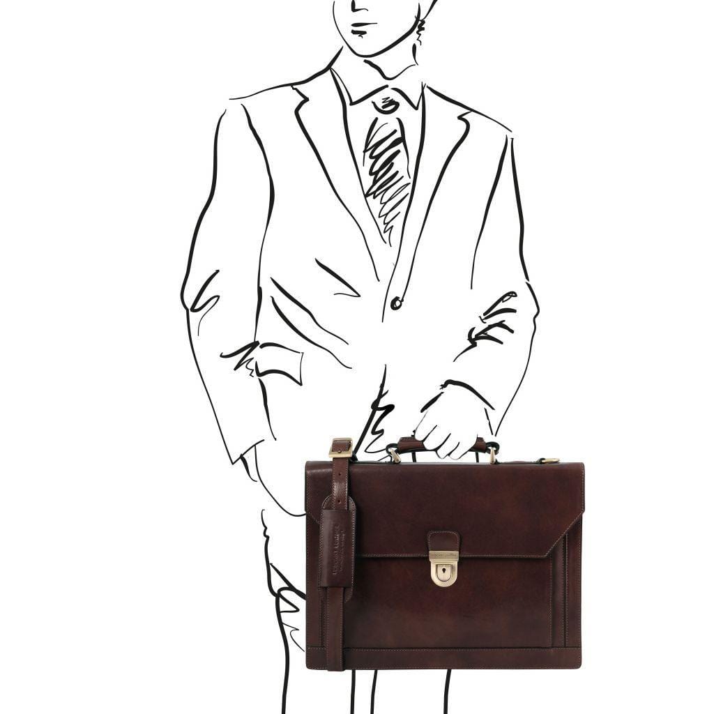 Cremona - Leather briefcase 3 compartments | TL141732 -  www.sanroccoitalia.it - Leather briefcases