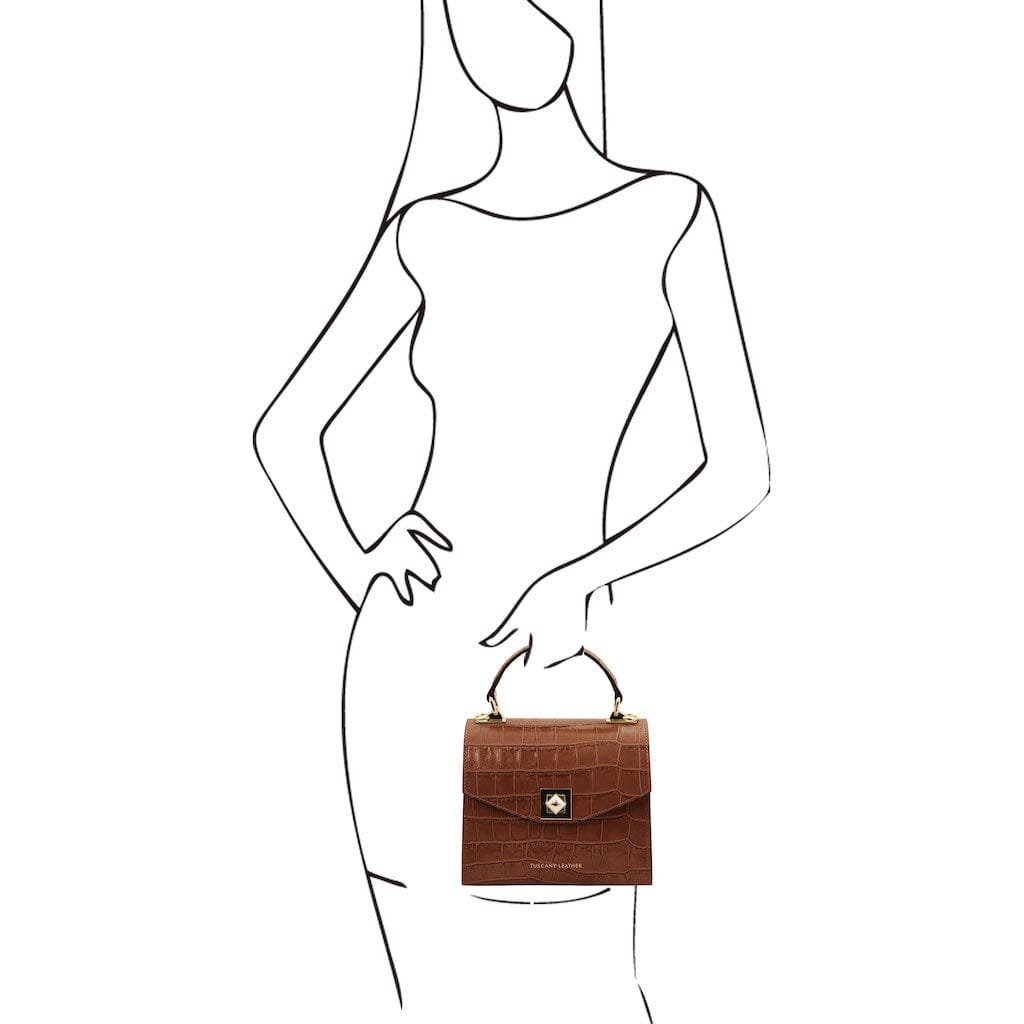 Atena - Croc print leather handbag | TL142267 - Premium Leather handbags - Just €128.10! Shop now at San Rocco Italia