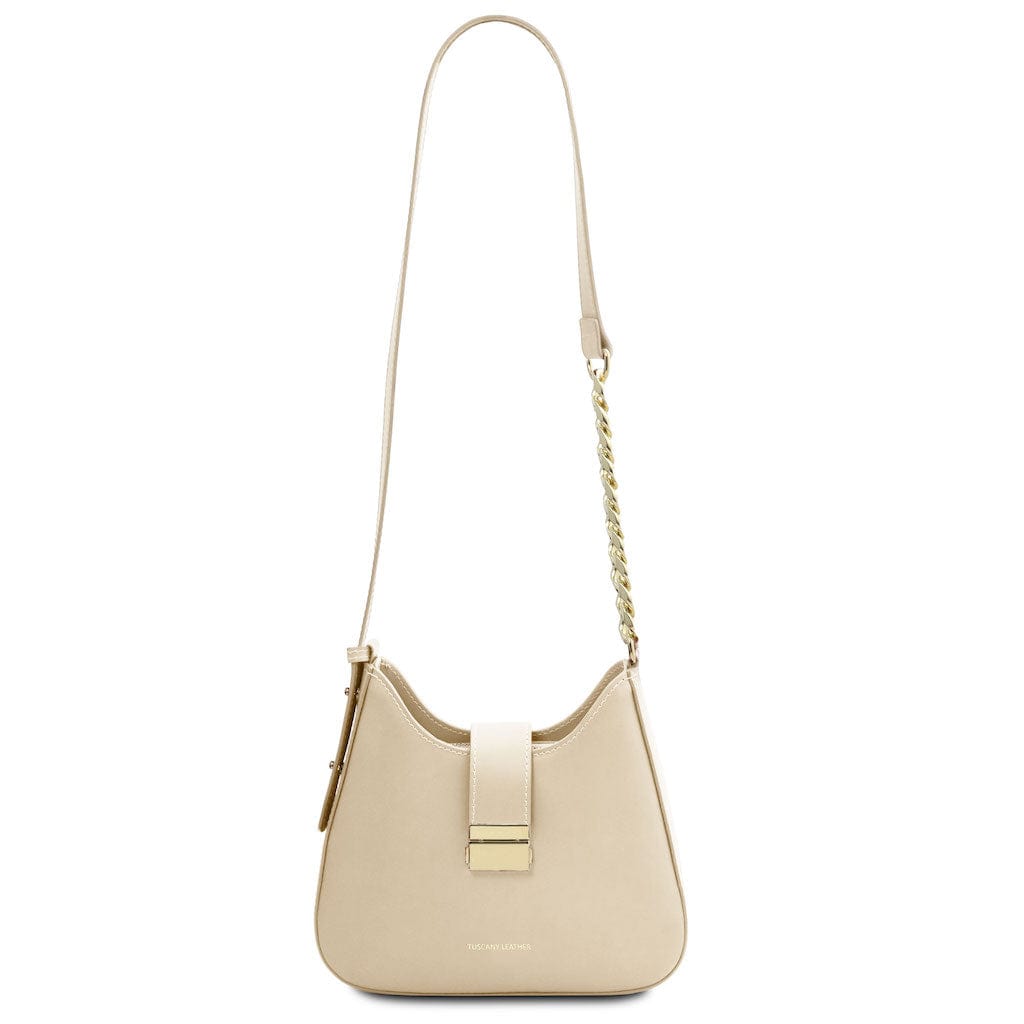 Calipso - Leather shoulder bag with leather and chain strap  | TL142254 - Premium Leather handbags - Just €97.60! Shop now at San Rocco Italia