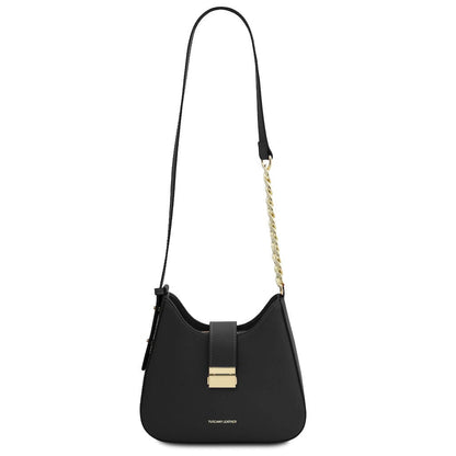 Calipso - Leather shoulder bag with leather and chain strap  | TL142254 - Premium Leather handbags - Shop now at San Rocco Italia