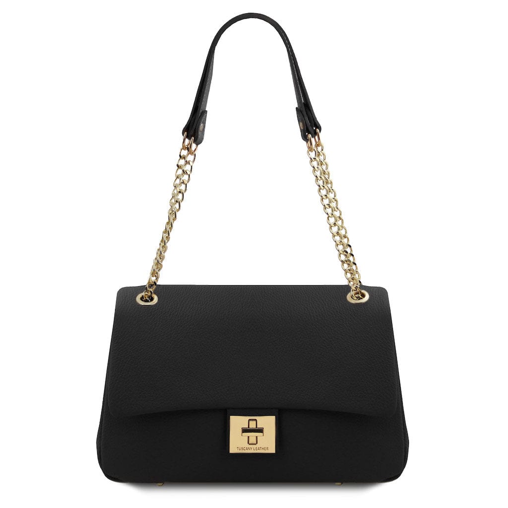 Elettra - Soft leather shoulder bag with chain strap  | TL142353 - Premium Leather handbags - Shop now at San Rocco Italia