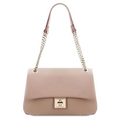 Elettra - Soft leather shoulder bag with chain strap  | TL142353 - Premium Leather handbags - Shop now at San Rocco Italia