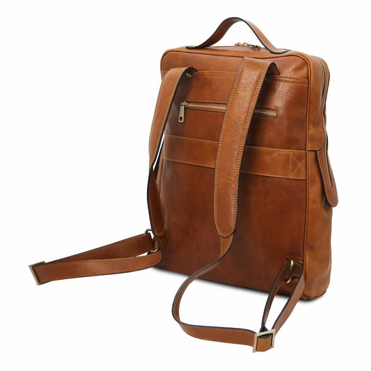 Leather laptop bags Bangkok - Matte leather laptop backpack - Large size | TL142336 San Rocco Italia