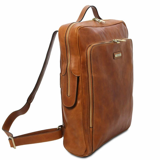 Leather laptop bags Bangkok - Matte leather laptop backpack - Large size | TL142336 San Rocco Italia
