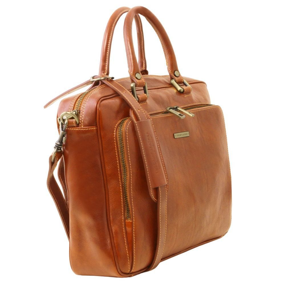 Pisa - Leather laptop briefcase with front pocket | TL141660 - Premium Leather laptop bags - Shop now at San Rocco Italia