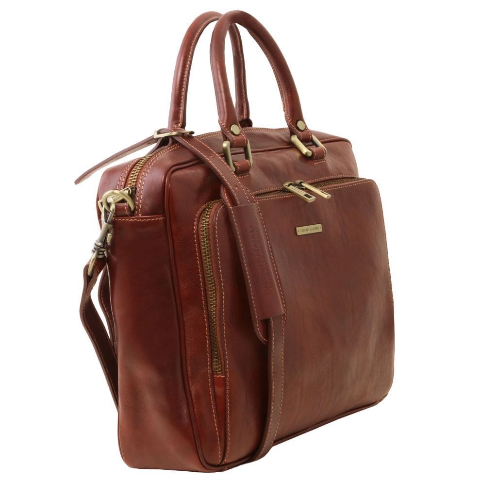 Pisa - Leather laptop briefcase with front pocket | TL141660 - Premium Leather laptop bags - Shop now at San Rocco Italia