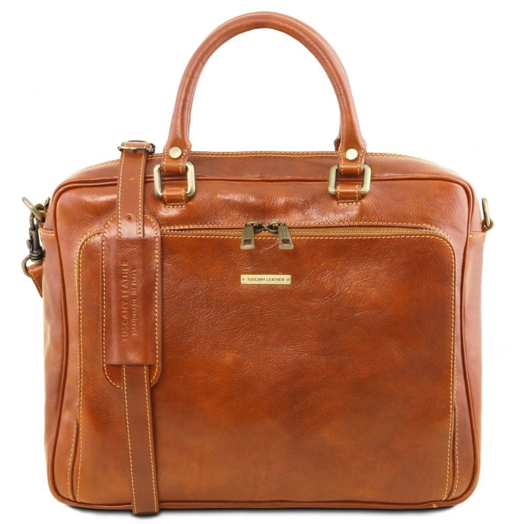 Pisa - Leather laptop briefcase with front pocket | TL141660 - Premium Leather laptop bags - Shop now at San Rocco Italia