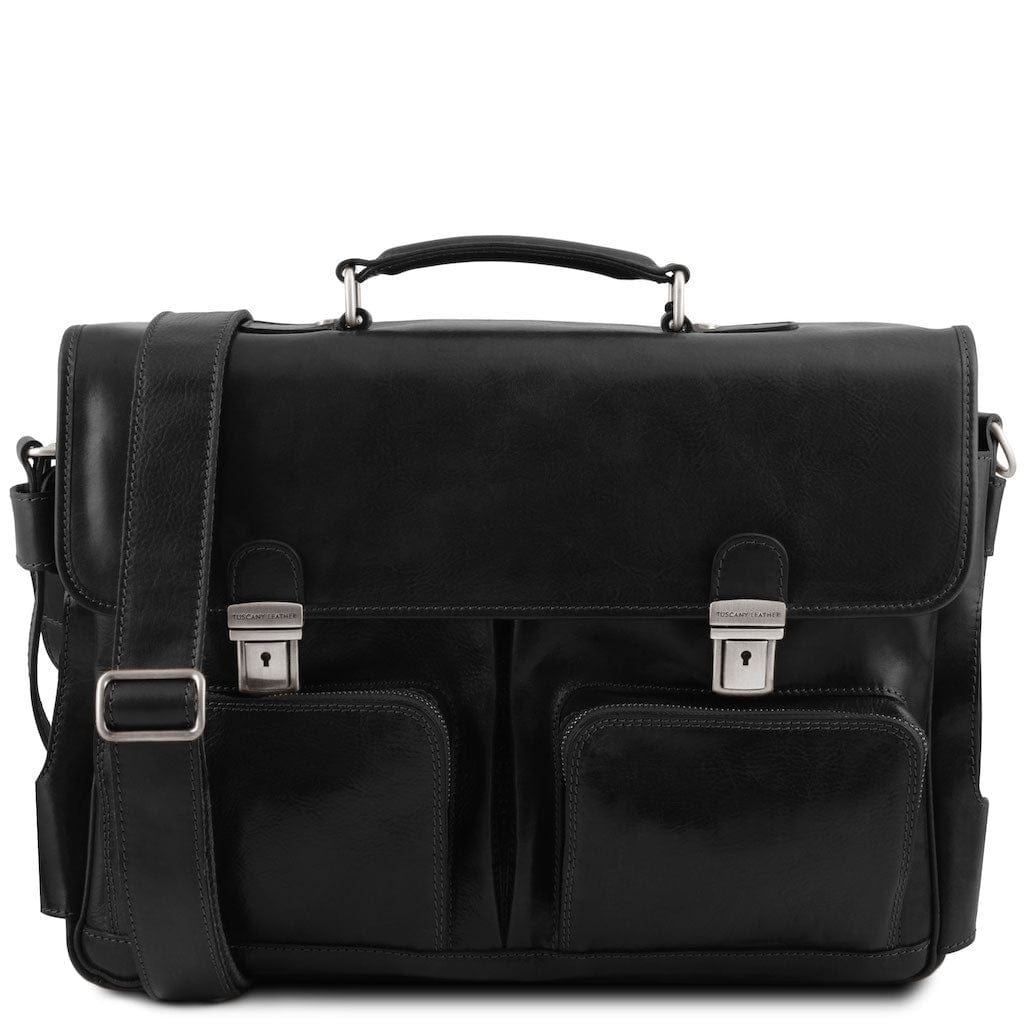 Ventimiglia - Leather multi compartment TL SMART briefcase with front pockets | TL142069 - Premium Leather laptop bags - Shop now at San Rocco Italia