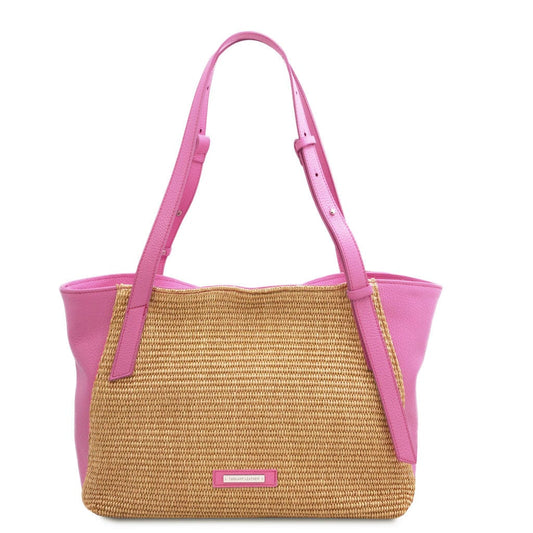 TL Bag - Soft Leather Straw Effect Shopping Bag | TL142279 - Premium Leather shoulder bags - Just €156.16! Shop now at San Rocco Italia