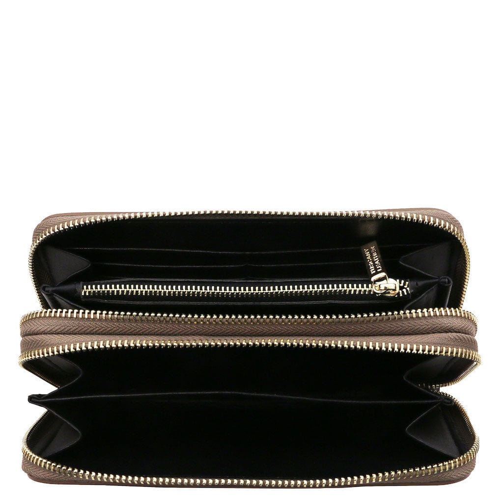 Gaia - Double zip around leather wallet | TL142343 - Premium Leather wallets for women - Shop now at San Rocco Italia