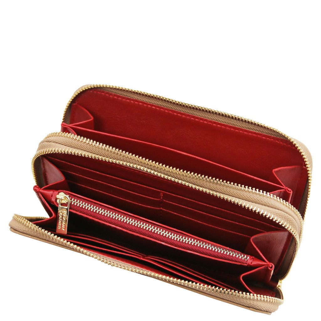 Mira - Double zip around leather wallet | TL142331 - Premium Leather wallets for women - Shop now at San Rocco Italia