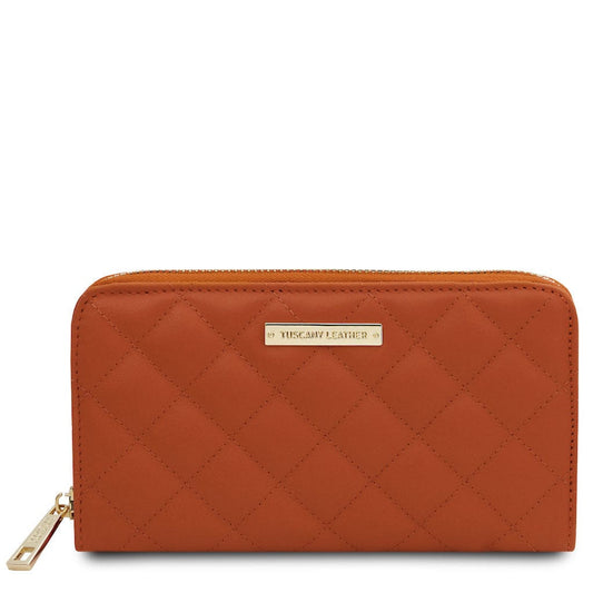Leather wallets for women Orange Penelope - Exclusive zip around quilted leather wallet | TL142316 San Rocco Italia