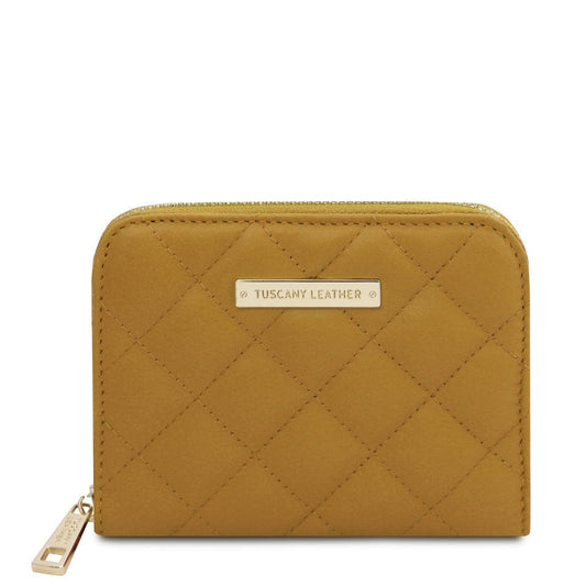Leather wallets for women Mustard Teti - Exclusive zip around soft quilted leather wallet | TL142319 San Rocco Italia