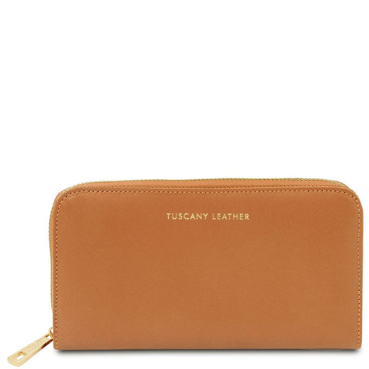 Leather wallets for women Cognac Venere - Exclusive zip around leather wallet | TL142085 San Rocco Italia