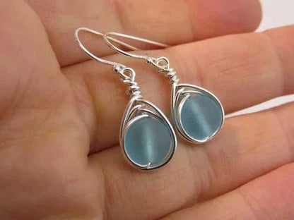 Cerulean Dream Blue Sea Glass Earrings - Premium  - Shop now at San Rocco Italia