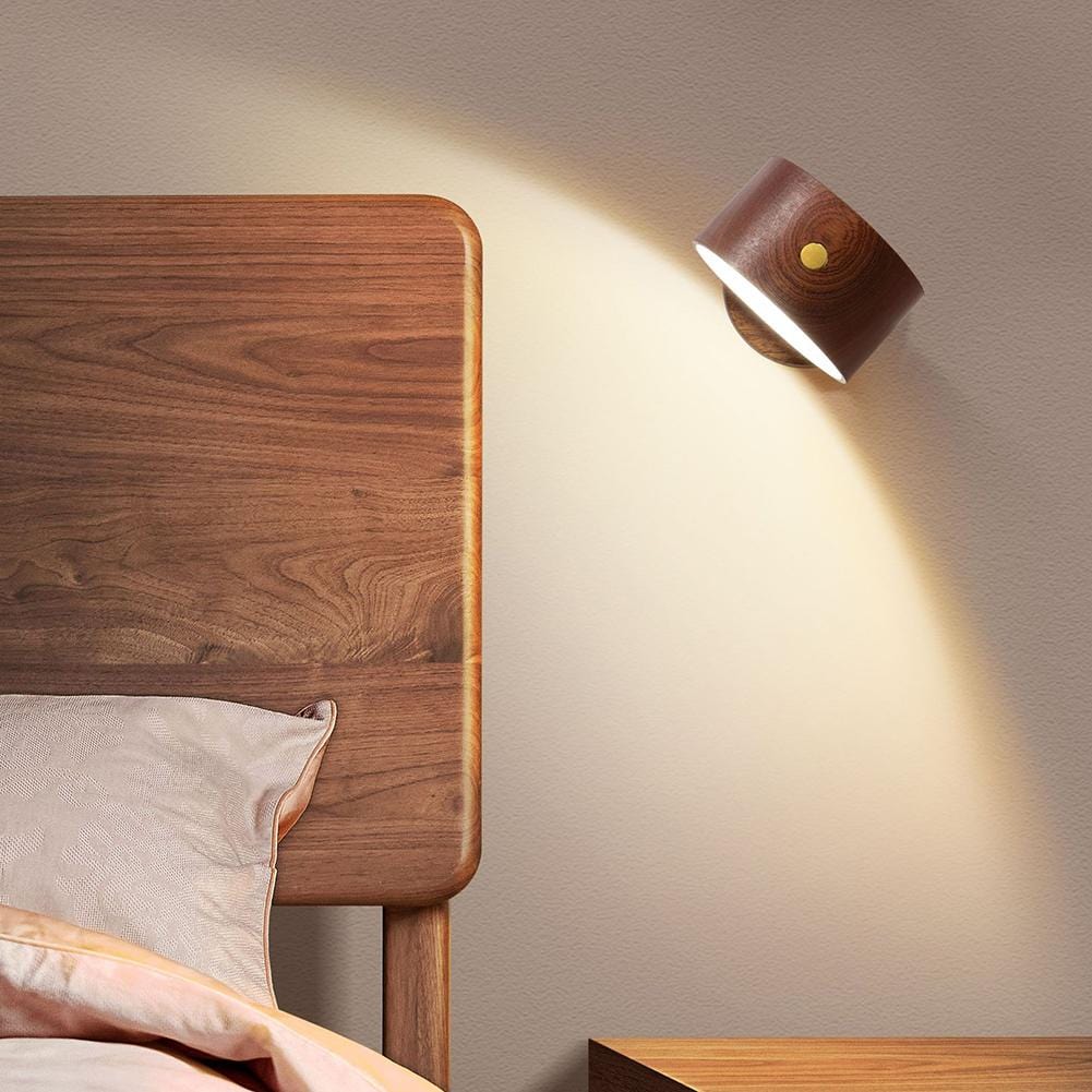 Magnetic LED Wooden Wall Light - 360 Degree Rotatable and Detachable Wall Lamp with Stepless Dimming - Premium  - Shop now at San Rocco Italia