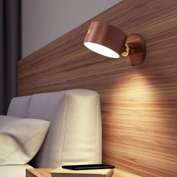 Magnetic LED Wooden Wall Light - 360 Degree Rotatable and Detachable Wall Lamp with Stepless Dimming - Premium  - Shop now at San Rocco Italia