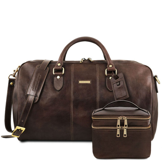 Marco Polo Travel Leather Duffle Bag and Leather Toiletry Bag Set | TL142248 -  - San Rocco Italia